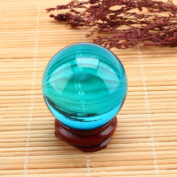 Bola de cristal decorativa azul real, colección de artesanías reales naturales raras asiáticas, regalos, bola de cristal con base de soporte, artesanía excepcional
