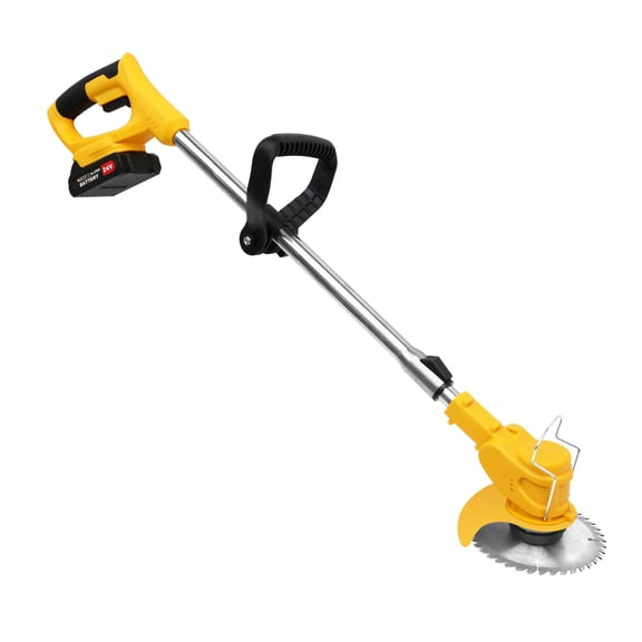 200W Weed Trimmer Cordless, 24V Battery Operated Weed Eater Electric Grass Trimmer with Wheels, 3 in 1 Battery Powered Weed Wacker, Yellow