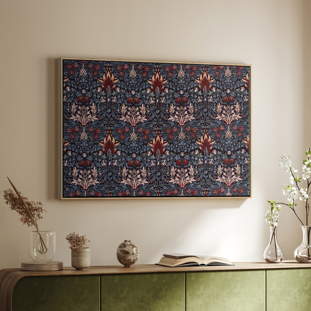 Vintage Abstract Print-LVII Framed in Natural Wood Wood Gallery Wrapped Canvas 27 in. x 41 in.