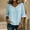 Light Blue, variant on Womens Short Sleeve Tops Cotton Linen Shirts Loose Casual V Neck Lace Blouses Summer Vacation Clothes