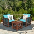 thumbnail image 1 of Gymax Ensemble de Conversation de Patio en Rotin Osier 3 Pcs Ensemble de Meubles d'Extérieur avec Coussin Turquoise, 1 of 10