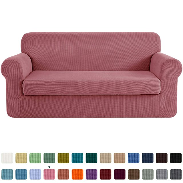 CHUN YI Stretch 2-Piece Checks Sofa Cover with Cushion Cover Slipcover