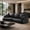 Black, variant on Meeyar 122" Luxury Genuine Top Grain Leather Sofa, Solid Wood Frame Living Room Couch, Black