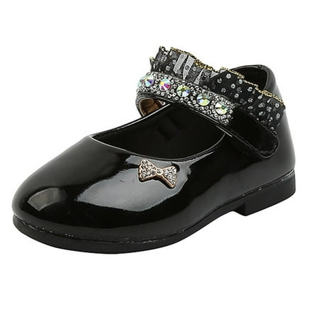 Zanarzt Baby Girls Dress Shoes Girl Closed Toe Dress Ballerina Flats Stylish formal Patent Wedding Party Shoes (Toddler/Little Kid/Big Kid) Black 8.5