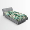 thumbnail image 2 of Ambesonne Jungle Design Fitted Sheet, Greenery Grunge Leaf, Twin Size, Sea Green Cream Sea Blue, 2 of 5