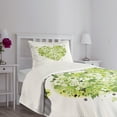 thumbnail image 5 of Ambesonne Green Flower Quilted Bedspread Set 2 Pcs, Valentines Day, Twin Size, Pale Green White Black, 5 of 6