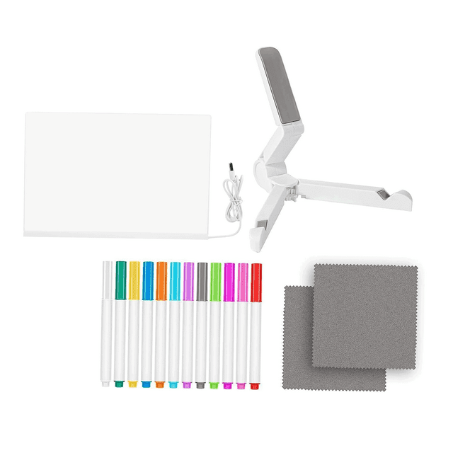 Pizarra acrílica de borrado en iluminada, tablero de mensajes acrílico, tablero de notas LED recargable para decoración del hogar de bodas