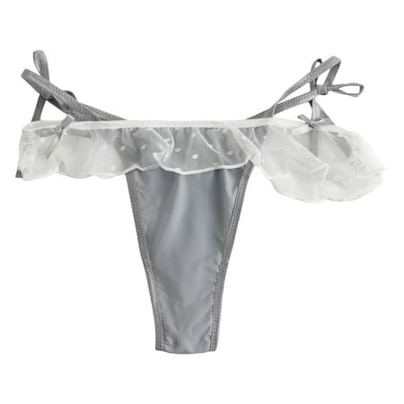 BYHONG Womens Lace Seamless Super Elastic Day Girl Briefs Girls Pure Breathable Panties for Women Grey One Size