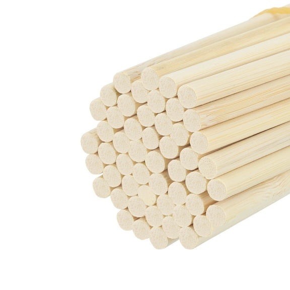 Uxcell 50 Pcs Wooden Dowel Rods Round Dowel Rod 0.24" x 4"