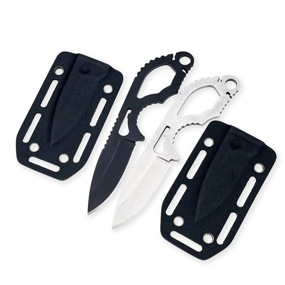 EDC 5.87'' Full Tang Fixed Blade Knife, 440C Steel with Kydex Sheath - Camping Daily Carry (Silver)