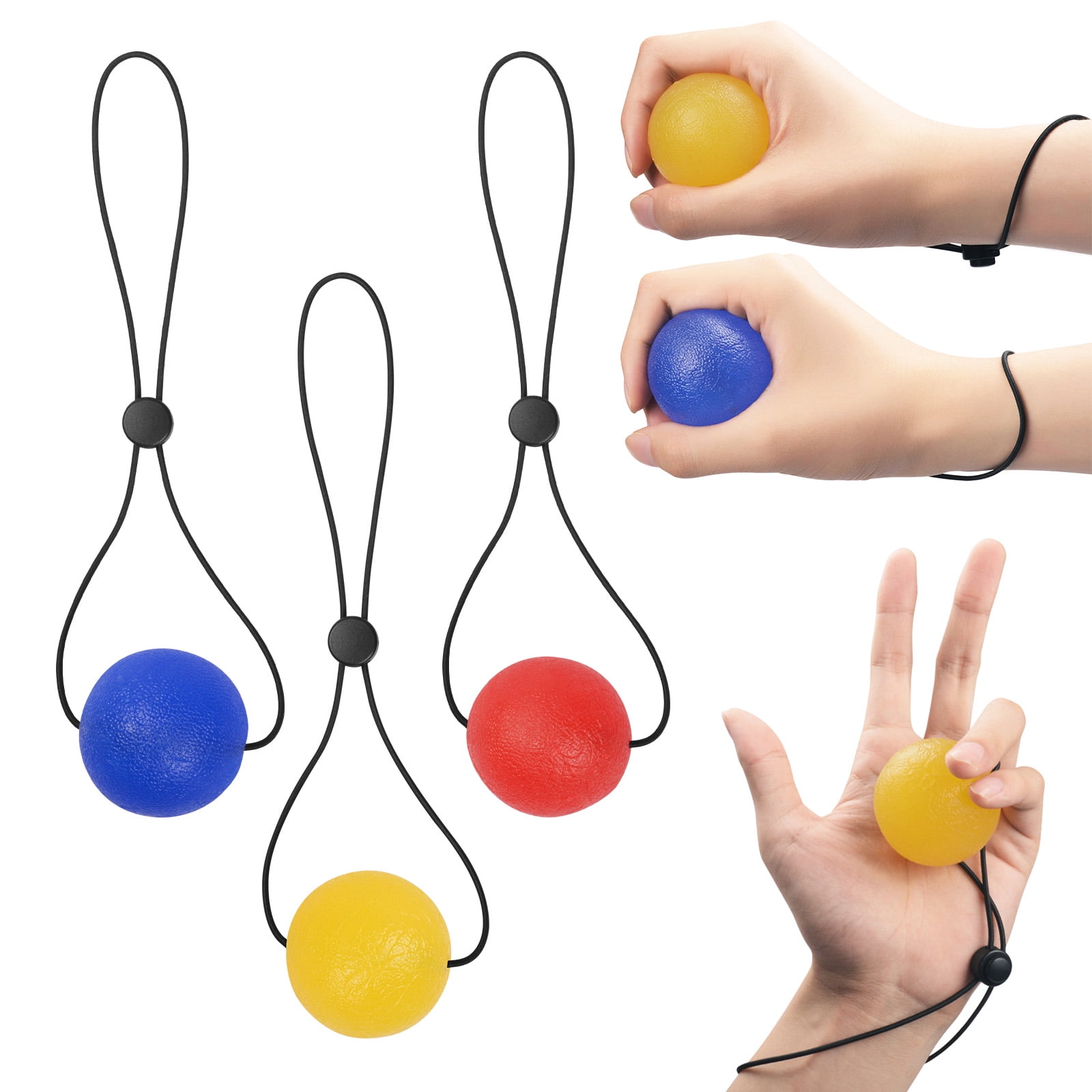 3PCS Hand Therapy Ball Hand Exercise Ball Resistance 15° 25° 30° Relax