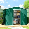thumbnail image 2 of Outsunny 8'x6' Metal Outdoor Storage Shed w/ Sliding Doors Green, 2 of 10