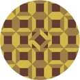 thumbnail image 1 of Ahgly Tapis Rond Lavable en Machine Intérieur Transitionnel Brun Selle, 6 Pieds Rond, 1 of 7