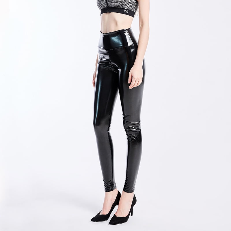 Women's Faux Leather Leggings Pants PU Elastic Shaping Hip Push Up Black  Sexy Stretchy High Waisted Tights - Walmart.com