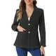 thumbnail image 1 of Blazer de mezclilla para mujer INSPIRE CHIC con solapa muestrera, de un solo botón, con hombreras, chaquetas de trabajo, XS, negro, 1 of 6
