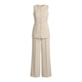 thumbnail image 6 of Summer Solid Color Sleeveless Crew Neck Vest and Wide Leg Pants Two Piece Outfit for Women Business Casual Work Beige L, 6 of 6