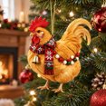 thumbnail image 4 of Chicken Christmas Ornament Acrylic Chicken with Scarf Pendant Holiday Party Christmas Tree Decorations Rooster Hanging Pendant Gift, 4 of 6
