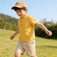 thumbnail image 5 of Landzoo Toddler Kids Boys Girls Shirts Solid Color Short Sleeve Mandarin Collar T-Shirt Summer Loose Fit Boys Tops Size 2-3 Years Yellow, 5 of 8