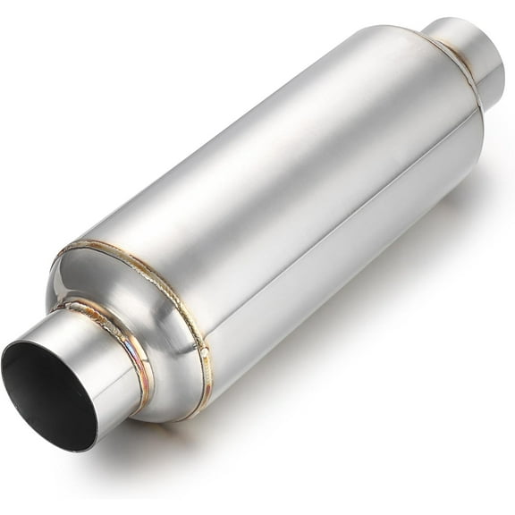 2.25" Inlet Exhaust Resonator, Muffler Resonator 2.25" Inlet 2.25" Outlet 14'' Overall Length Stainless Steel