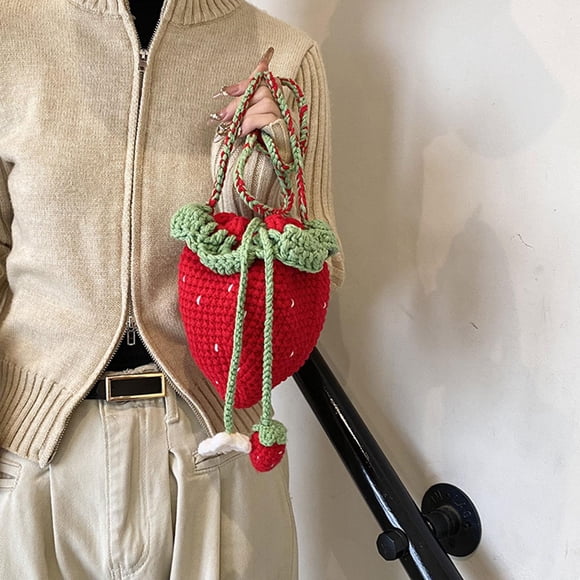 Bolsa de cuerpo cruzado de mujeres Versátiles de hombro de fresa simple para compras de primavera