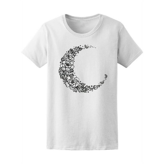 Beautiful Romantic Crescent Moon T-Shirt Women -Image by Shutterstock, Female Medium