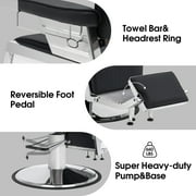 BarberPub Heavy Duty Vintage Barber Chair Hydraulic Recline Salon Beauty Styling Chair, Black