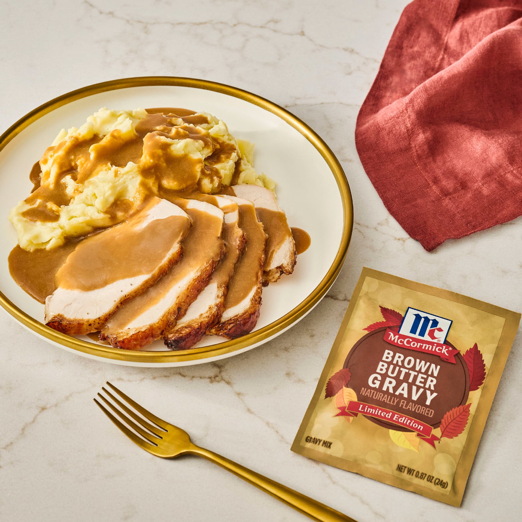 (5 pack) McCormick Brown Butter Gravy, 0.87 oz Packet
