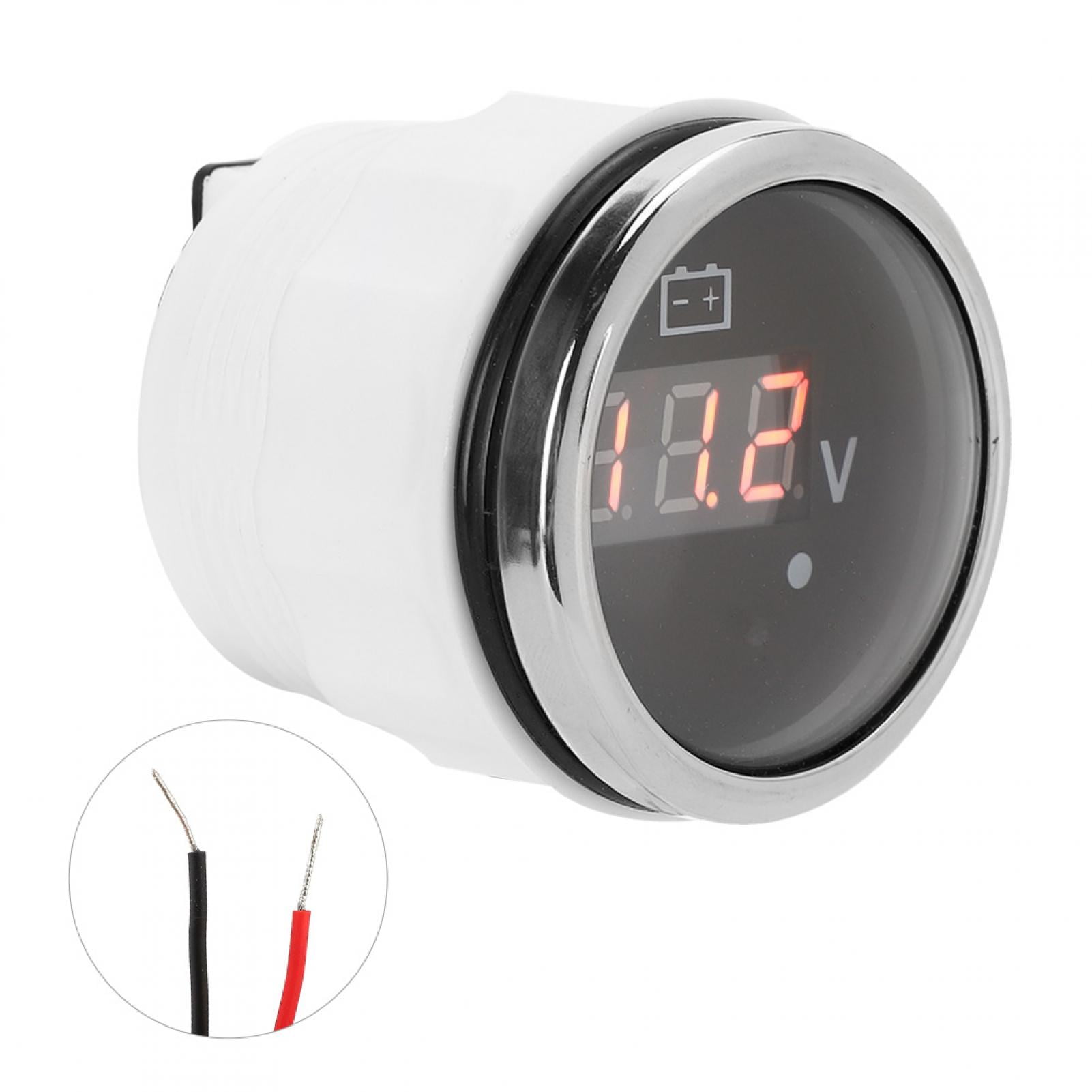 Marine Voltmeter Black 2in Universal Stainless Steel Volt Gauge with Smart Alarm for Car Boat Marine Auto Waterproof Anti‑fog LED Digital Battery Voltage Gauge