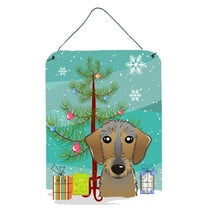 Caroline's Treasures BB1605DS1216 Christmas Tree and Wirehaired Dachshund Wall or Door Hanging Prints, 12x16, multicolor