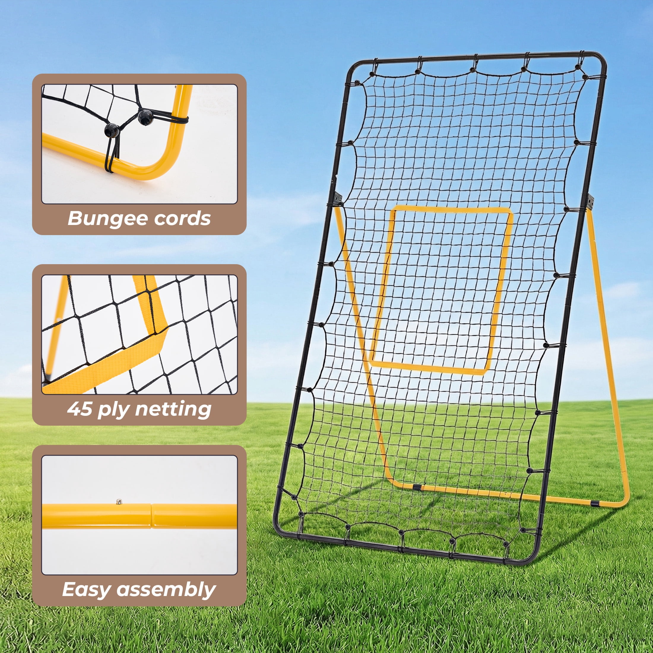 EDX Volleyball Rebounder Net with Travel Bag, Adjustable Angle Training Equipment for Solo Practice & Team Drills, Black