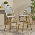 thumbnail image 5 of Christopher Knight Home Kinner Outdoor French Barstools (Set of 2) by  Rust/ White/ Bamboo Print Finish, 5 of 5