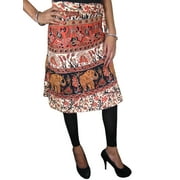 Mogul Women's Printed Knee Length Skirt Summer Fashion Wrap Around Skirts