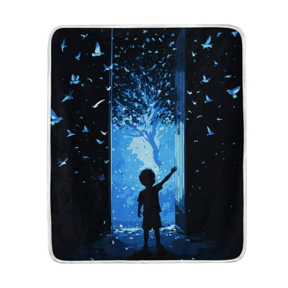 Yayeee Throw Blanket for Couch Soft Warm 50" x 60" Sofa Chair Bed Decoration, Blue Butterfly