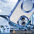 thumbnail image 5 of Cute Luxury Case for Apple iPhone 14 Glitter Magnetic Case for Girls Women Bling Sparkle Shining Glitter Luxury, Blue, 5 of 6