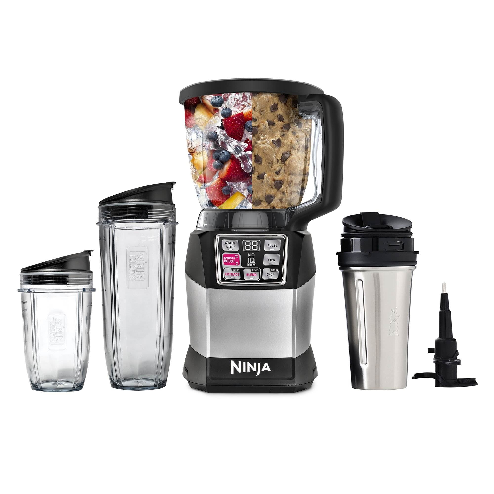 Ninja Nutri Ninja Auto iQ Blender Bundle with Cups & 101 Drink Recipe  Booklet 