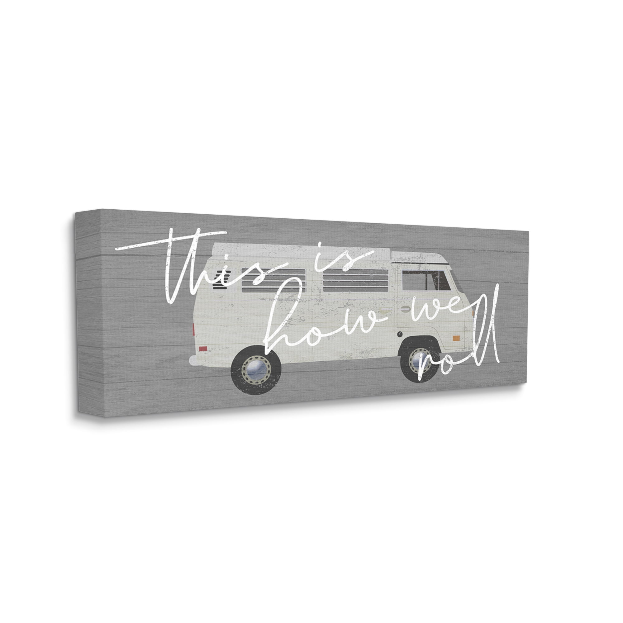 Stupell Industries How We Roll Vintage Van Bus Travel Calligraphy Graphic Art Gallery Wrapped Canvas Print Wall Art, Design by Daphne Polselli