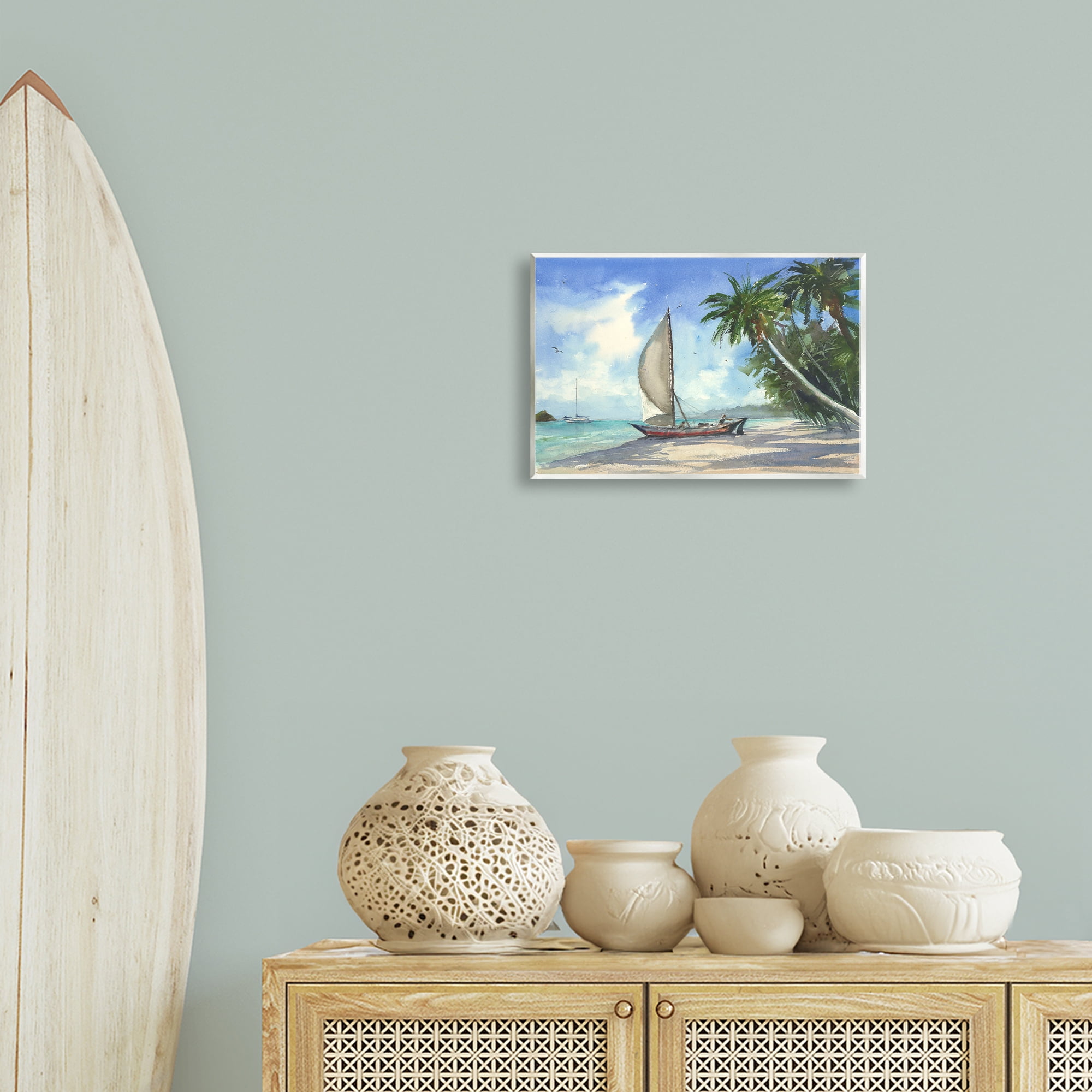 Stupell Industries High & Dry Boat on Shore Nautical & Beach Painting Unframed Art Print Wall Art, 15 x 10