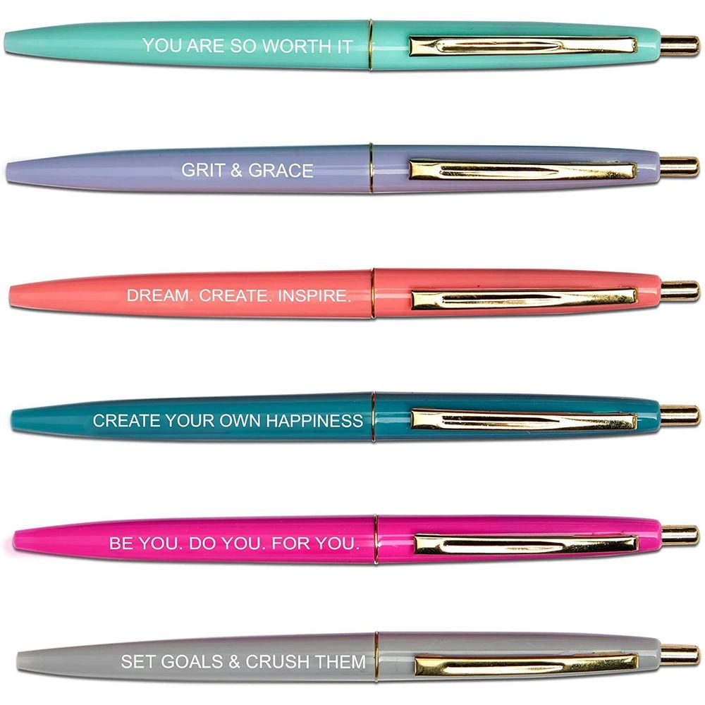 12 Pcs Inspirational Ballpoint Pen with Quotes, 6 Colors