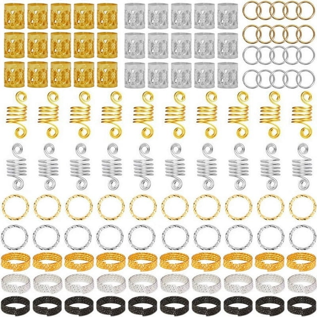60-170 Pcs/Pack Anneaux pour Cheveux Mélangés Tresses Dreadlocks Perles Poignets Pinces Accessoires pour Cheveux