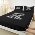 thumbnail image 3 of Feelyou Initial R Letter Twin Sheet Sets for Teen, Black White Monogrammed Twin Fitted Sheet, Checkered Buffalo Flat Sheet, Ultra Soft Home Decor, 3-Piece, 3 of 7
