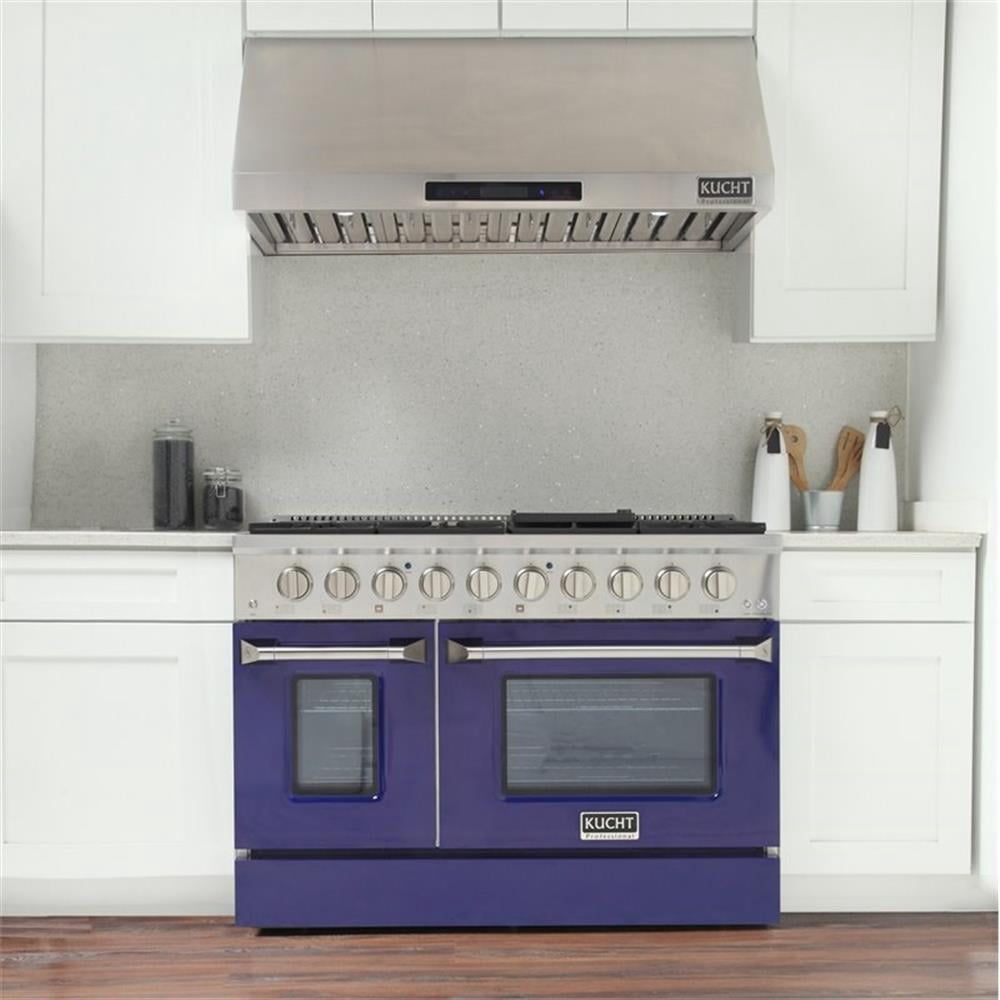 Kucht Professional 48" Stainless Steel Natural Gas Range in Silver/Blue
