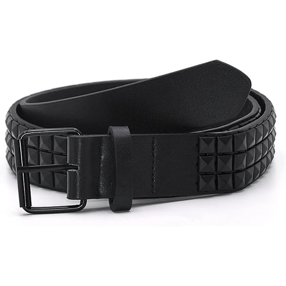 IBAOLEA Studded Belt Metal Square Punk Leather Belt Women Men Studded Jeans Belt For Jeans Hip Hop