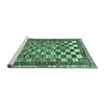 thumbnail image 2 of Ahgly Company Machine Washable Indoor Round Checkered Turquoise Blue Modern Area Rugs, 5' Round, 2 of 4