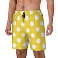 thumbnail image 1 of Balery Yellow And White Polka Dot Bañador para hombre, shorts de playa de secado rápido con entrepierna y forro de compresión-XX-Large, 1 of 6