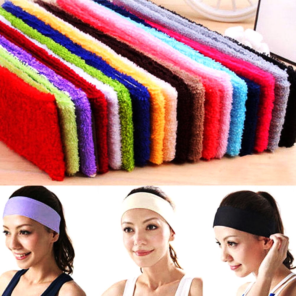 Men Women Workout Headband Towel Sweatband Bright Moisture Wicking Yoga Headwrap 