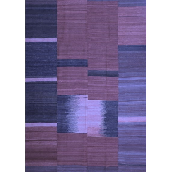 Ahgly Company Machine Washable Indoor Rectangle Abstract Blue Contemporary Area Rugs, 6' x 9'