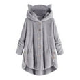 thumbnail image 1 of Women's Plus Size Casual Color Block Sweatshirt Button Hoodie Loose Blouse Warm Coat, 1 of 6