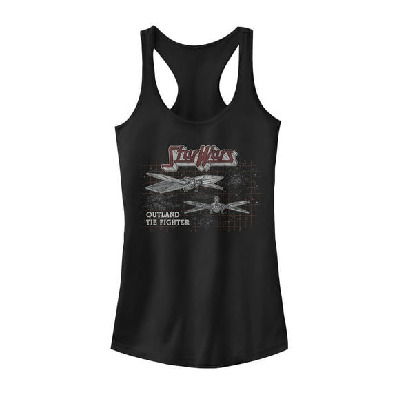 Junior's Star Wars: The Mandalorian Outland Tie Fighter Racerback Tank Top Black Small