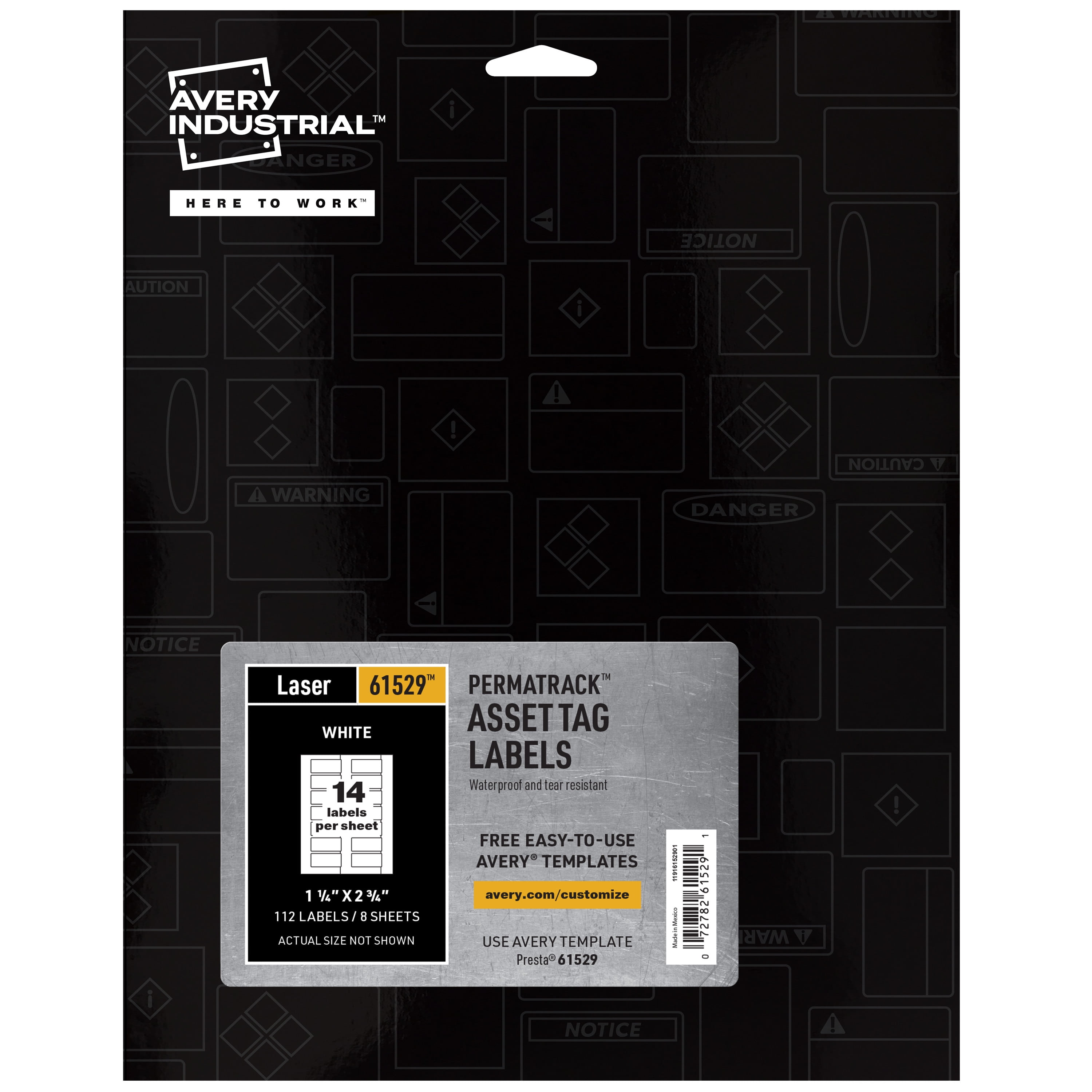 Permatrack Durable White Asset Tag Labels, Laser Printers, 1.25 X 2.75, White, 14/sheet, 8 Sheets/pack | Bundle of 5