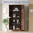 thumbnail image 4 of 71" Tall Pantry Cabinet with 4 Doors, Freestanding Larder & Kitchen Hutch Cabinet with Adjustable Shelves for Dining Room, Walnut, 4 of 8